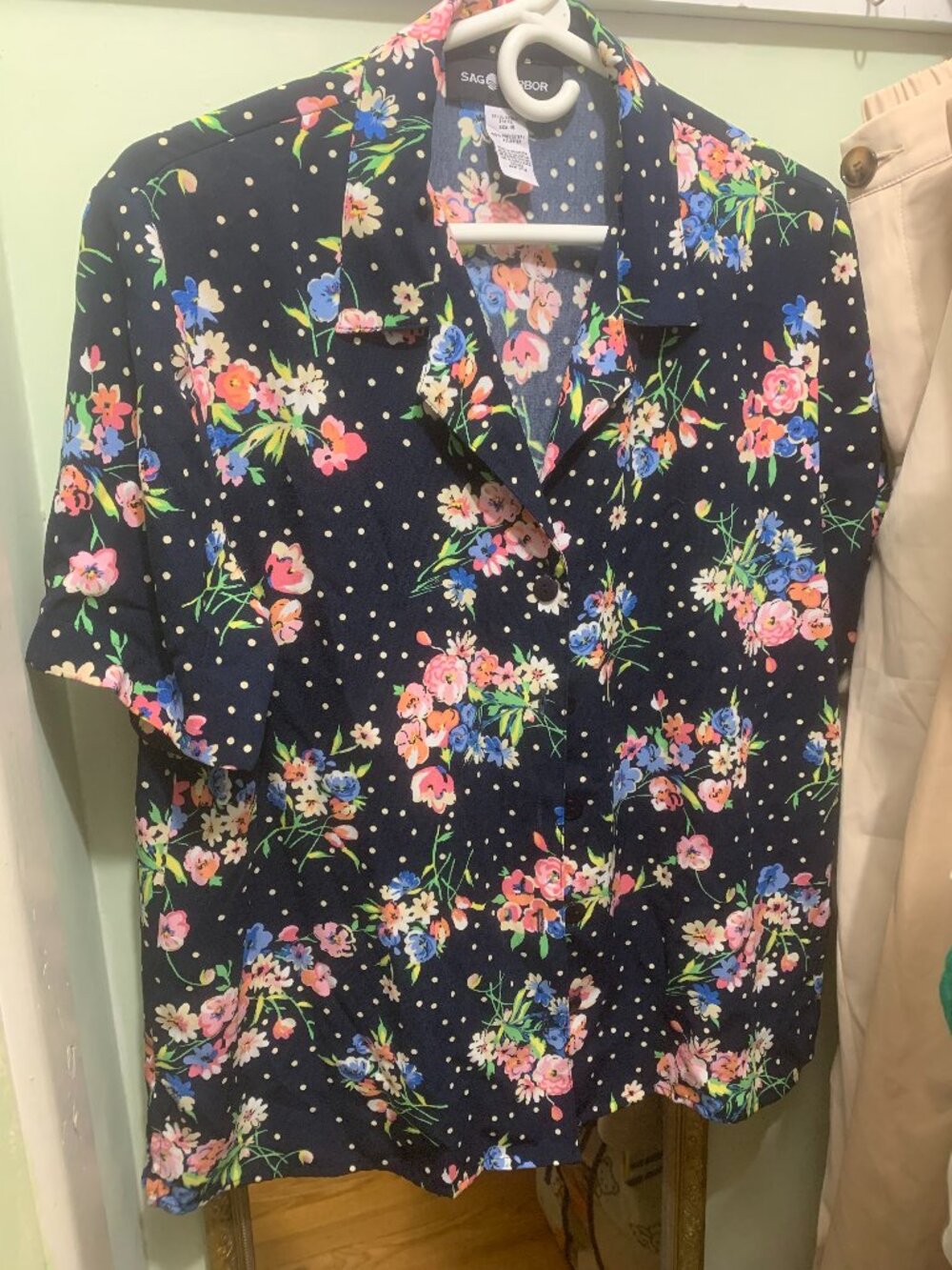 Sag Harbor Floral Polka Dot Cottagecore Blouse